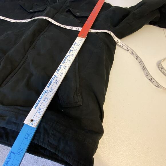 Y2K Levi’s Sherpa Lined Hooded Black Trucker/Work Jacket Canvas FauxFur Men XL - Picture 2 of 11